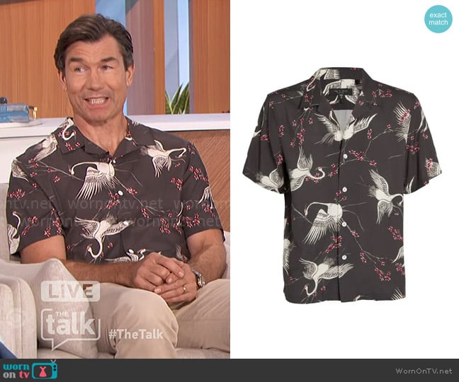 Rag and Bone Avery Shirt in Black Crane worn by Jerry O'Connell on The Talk