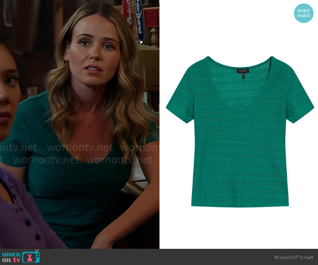 Rag and Bone Julia T-shirt worn by Lyla Novak (Jocelyn Hudon) on Chicago Fire