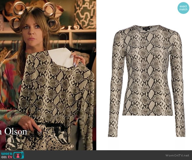 Rag and Bone Sabeen Snake-Print Long-Sleeve Shirt worn by Morgan Gillory (Kaitlin Olson) on High Potential