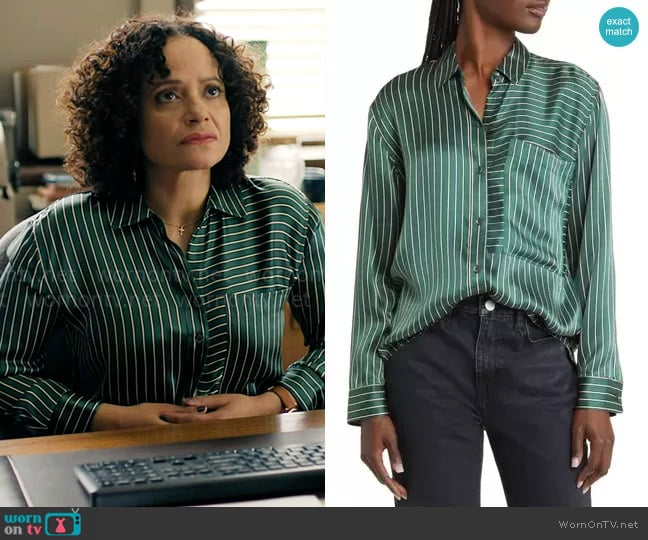 Rails Spencer Shirt in Forest Stripe worn by Selena (Judy Reyes) on High Potential