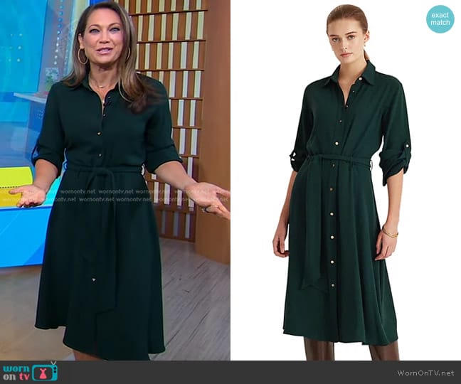 Ralph Lauren Fit-And-Flare Shirtdress worn by Ginger Zee on Good Morning America