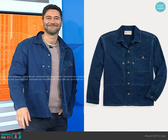 RALPH Ralph Lauren Indigo Herringbone Twill Overshirt worn by Ryan Eggold on Today