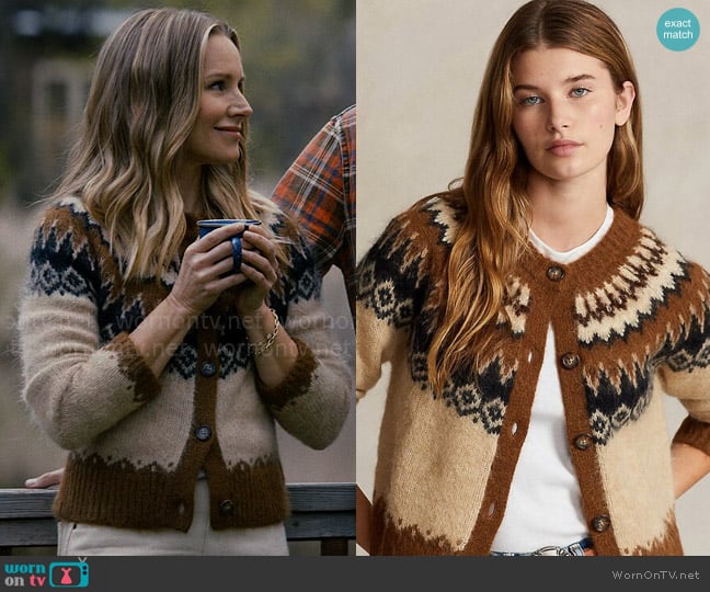 Polo Ralph Lauren Fair Isle Wool-Blend Cardigan worn by Joanne (Kristen Bell) on Nobody Wants This