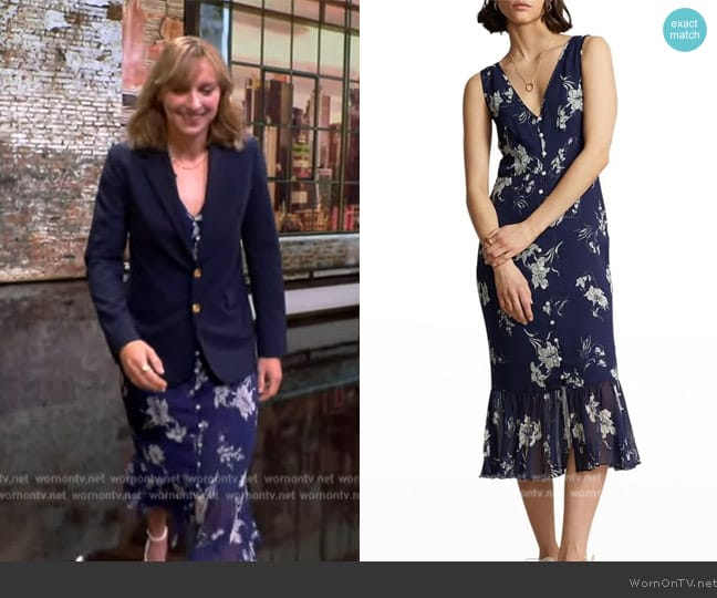 Ralph Lauren Floral Crinkled Georgette Midi Dress worn by Katie Ledecky on The View