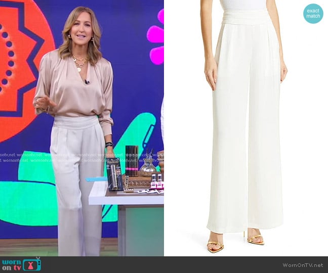 Ramy Brook Ava Wide Leg Pant in Ivory worn by Lara Spencer on Good Morning America