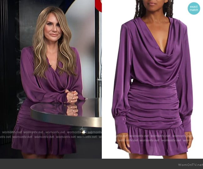 Ramy Brook Camilla Draped Satin Minidress worn by Keltie Knight on E! News