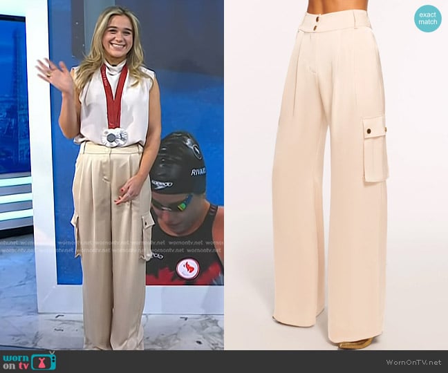 Ramy Brook Rumer Wide Leg Cargo Pant in Ivory worn by Alexandra Truwit on Today