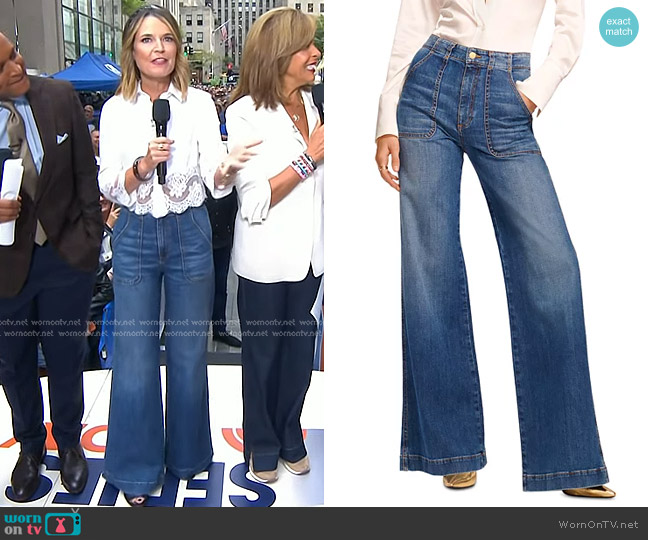 Ramy Brook Theodora High Rise Wide Leg Jeans in Medium Wash worn by Savannah Guthrie on Today