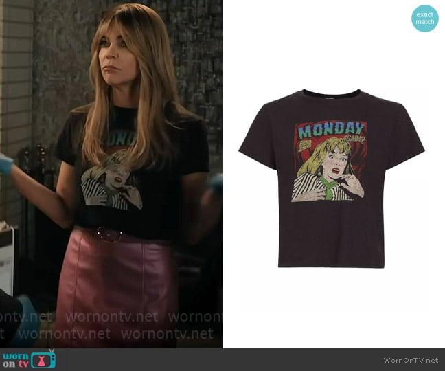 Re/Done Monday Again Cotton T-Shirt worn by Morgan Gillory (Kaitlin Olson) on High Potential