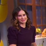 Rebecca’s purple puff sleeve sweater on Good Morning America