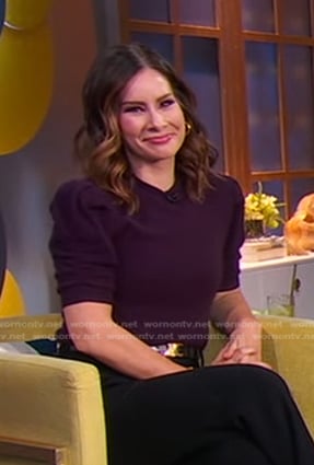 Rebecca's purple puff sleeve sweater on Good Morning America