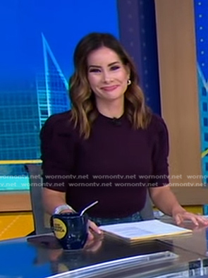 Rebecca's purple puff sleeve sweater on Good Morning America