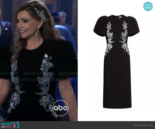 Rebecca Vallance Monroe Embellished Midi-Dress worn by Holly Sutton (Emma Samms) on General Hospital