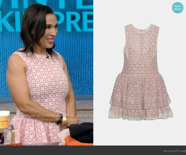 RED Valentino Pink Floral Lace Sleeveless Dress worn by Dr Jeanine Downie on Live with Kelly and Mark