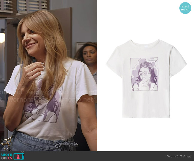 Re/Done Classic In Your Dreams-print T-shirt worn by Morgan Gillory (Kaitlin Olson) on High Potential