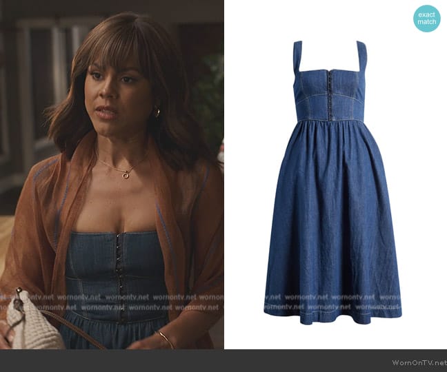  Tagliatelle Denim Dress Reformation worn by Penelope (Lenora Crichlow) on Bel-Air