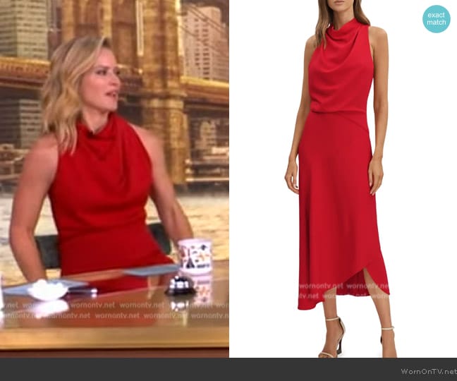 Reiss Giana Cowl Neck Sleeveless Tulip Dress worn by Sara Haines on The View