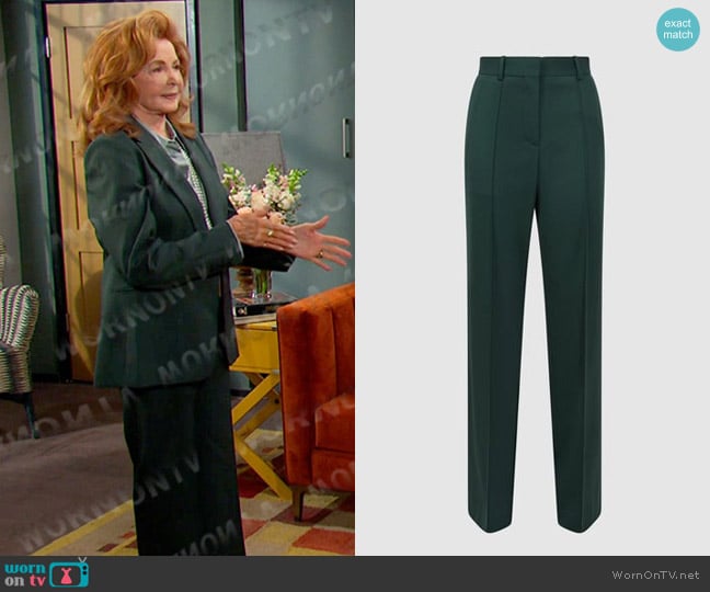 Reiss Jade Wide-Leg Pants in Green worn by Maggie Horton (Suzanne Rogers) on Days of our Lives