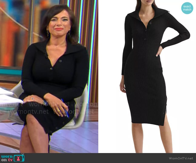 Reiss Maddison Button Collar Bodycon Dress worn by Michelle Miller on CBS Mornings