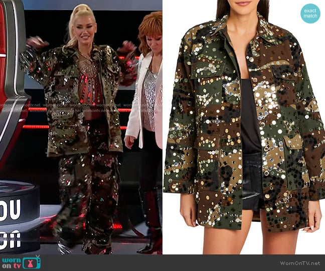 Retrofete Arlie Camouflage-print Jacket worn by Gwen Stefani on The Voice