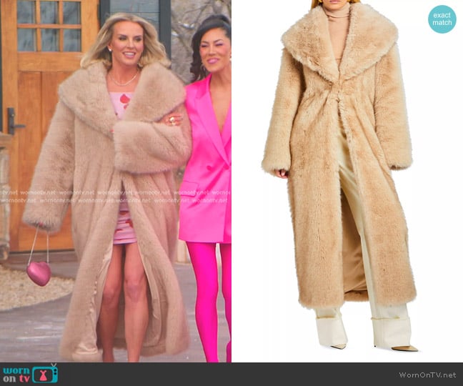 Retrofete Averie Coat in Tannin worn by Whitney Rose on The Real Housewives of Salt Lake City