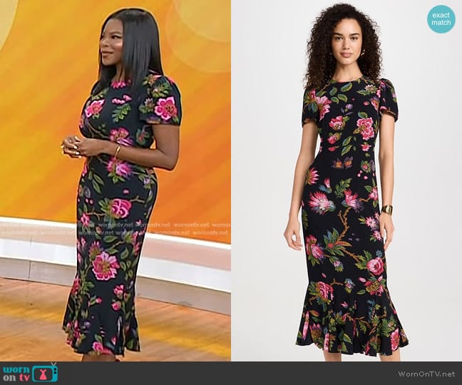 Rhode Lulani Dress in Ink Morlaix Fleur Grande worn by Dr. Michelle Henry on Today