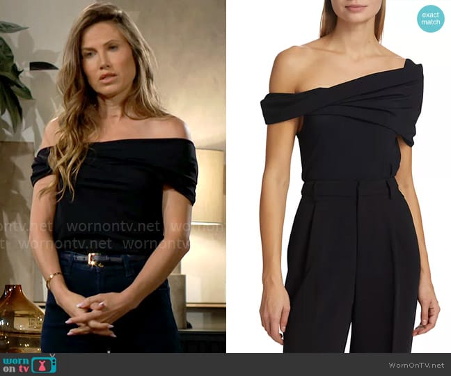 Rohe Asymmetric Off-The-Shoulder Top worn by Heather Stevens (Vail Bloom) on The Young and the Restless