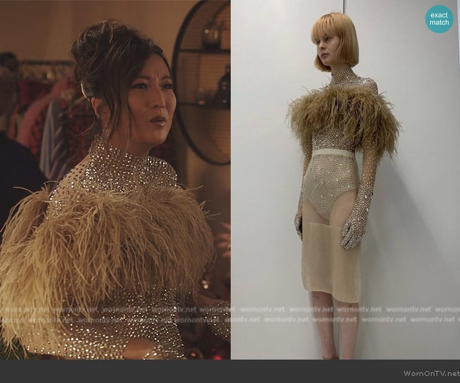 Rokh Embllished Playsuit worn by Mindy Chen (Ashley Park) on Emily in Paris