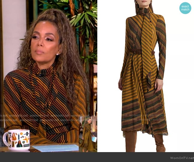 Ronny Kobo Noven Striped Mock-Turtleneck Midi-Dress worn by Sunny Hostin on The View