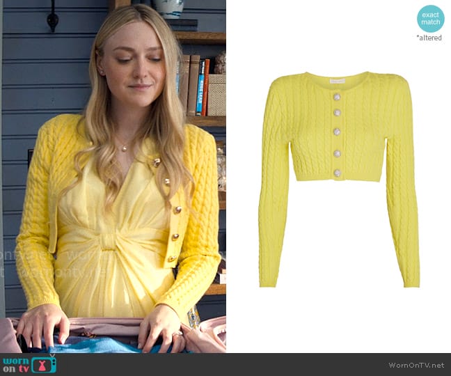 Ronny Kobo Yuka Cardigan worn by Abby Winbury (Dakota Fanning) on The Perfect Couple