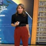 Ginger’s twisted top and red belted patns on Good Morning America