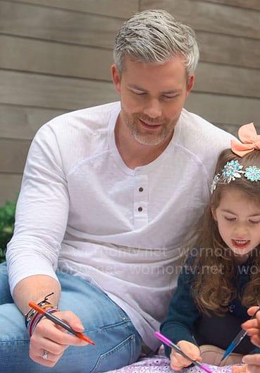 Ryan's white henley tee on Owning Manhattan