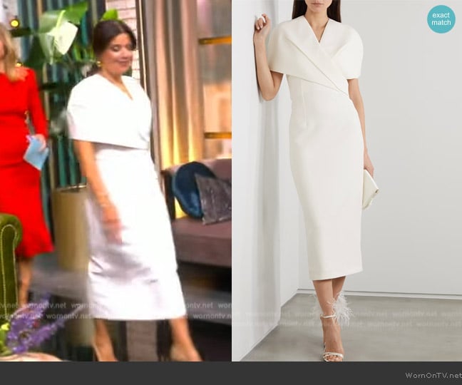 Safiyaa Flora cape-effect crepe midi dress worn by Ana Navarro on The View