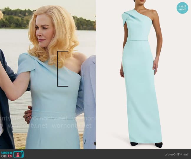 Safiyaa Kora Gown in Mint worn by Greer Garrison Winbury (Nicole Kidman) on The Perfect Couple