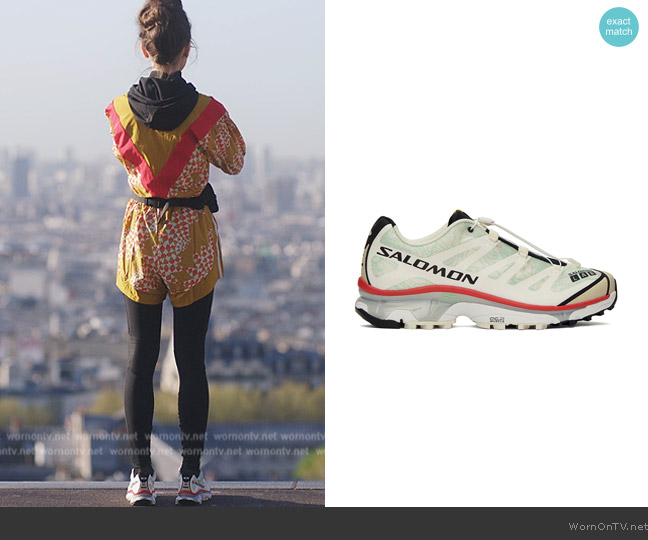 Salomon White and Beige XT-4 OG Sneakers worn by Emily Cooper (Lily Collins) on Emily in Paris