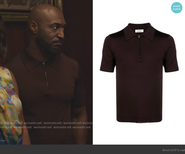 Sandro Zip-up polo shirt worn by Philip Banks (Adrian Holmes) on Bel-Air