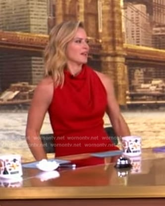 Sara's red cowl neck dress on The View