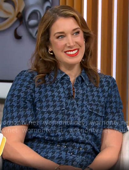 Sarah Gelman's denim houndstooth shirtdress on CBS Mornings