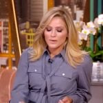 Sara’s gray tie neck blouse on The View