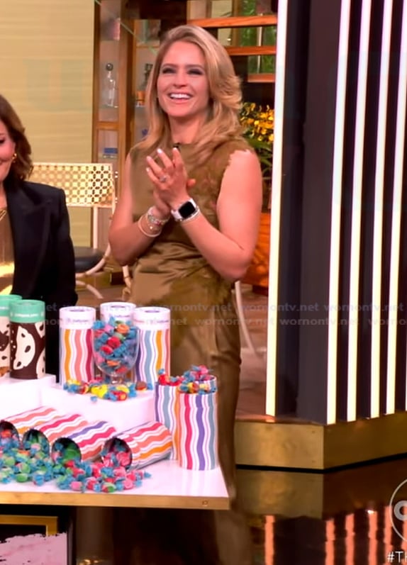 Sara's olive lace inset top and skirt on The View