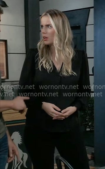 Sasha's black v-neck top on General Hospital