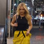 Savannah’s black top and yellow maxi skirt on Owning Manhattan