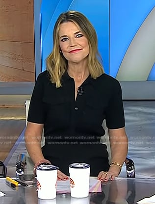 Savannah's black utility polo midi dress on Today