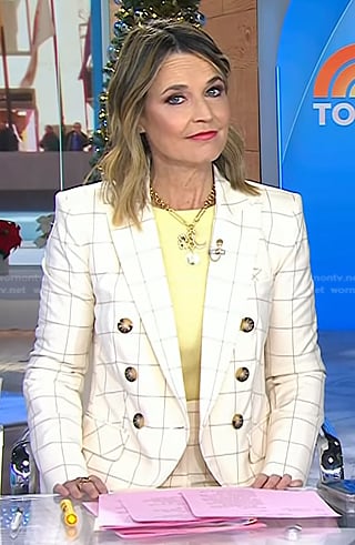 Savannah's ivory check blazer and pant suit on Today