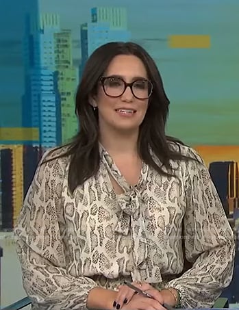 Savannah’s snake print tie neck dress on NBC News