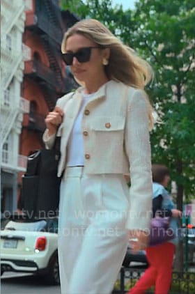 Savannah's cream tweed crop jacket on Owning Manhattan