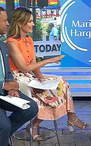 Savannah's white ankle strap sandals on Today