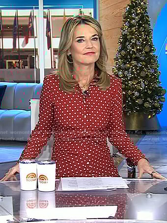 Savannah's red polka dot shirtdress on Today