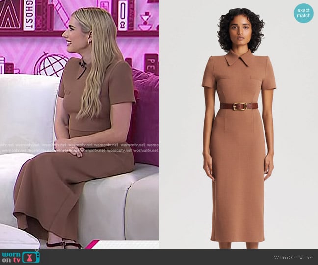 Scanlan Theodore Crepe Knit Collar Dress in Spice worn by Emma Roberts on Today