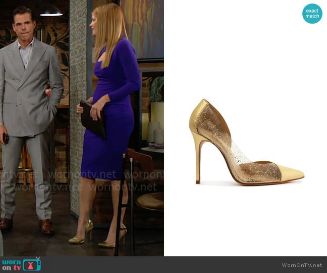 Schutz Chelsie Metallic Pumps worn by Phyllis Summers (Michelle Stafford) on The Young and the Restless